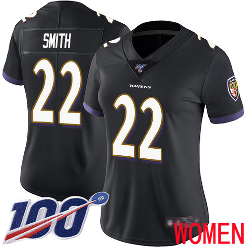 Baltimore Ravens Limited Black Women Jimmy Smith Alternate Jersey NFL Football #22 100th Season Vapor Untouchable->women nfl jersey->Women Jersey